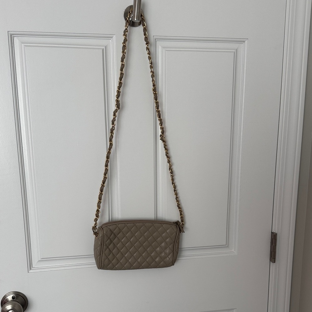 Magid Quilted Crossbody Bag in Tan